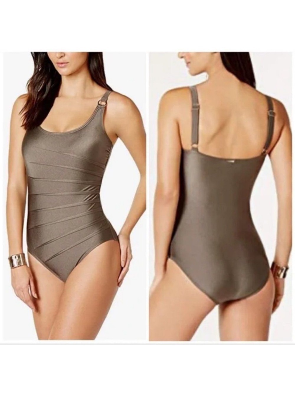Calvin Klein Starburst One-Piece Swimsuit 8 never worn gold shimmer